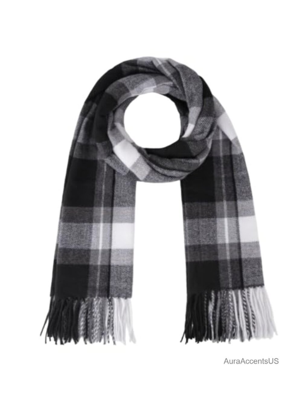 Winter Plaid Scarf Shawl Wrap Lightweight 100% Polyester Fringe Tassel